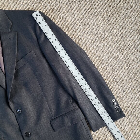 Brooks Brothers 1818 Madison Gray Herringbone Wool Suit Saxxon 42S / W37 - Picture 9 of 14